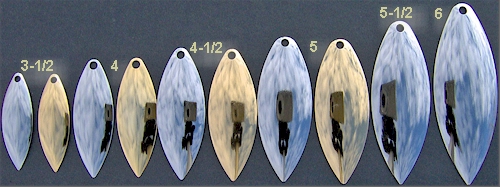 Willow Leaf Spinner Blade Size Chart