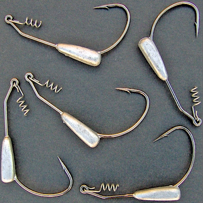 Bob4Bass Weighted Mustad 91768 Swimbait Hooks w/Snap on Coil 5 in a Pack 