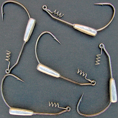 Bob4Bass Weighted Mustad 91768 Swimbait Hooks w/Snap on Coil 5 in a Pack 