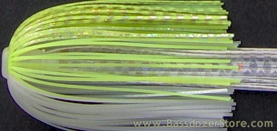 Spinnerbait/Jig Skirts ~ Chartreuse White Hologram Pro Tie with Tail 