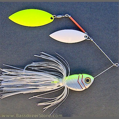 Bassdozer's Heavy Duty Chartreuse White Spinnerbaits for Bass and Pike