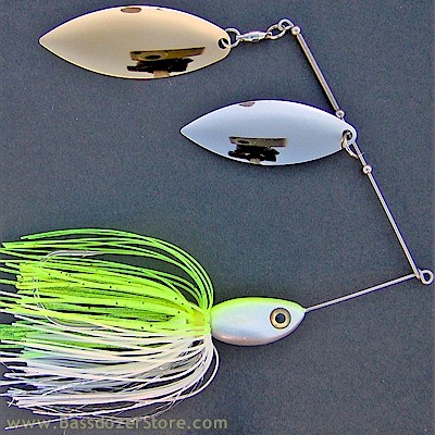 Bassdozer spinnerbaits WILLOW INDIANA 1/4 oz R WHITE CHARTREUSE spinner bait