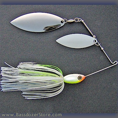 Bassdozer's Heavy Duty Chartreuse White Spinnerbaits for Bass and Pike