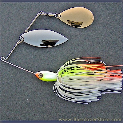Bassdozer's Heavy Duty Chartreuse White Spinnerbaits for Bass and Pike